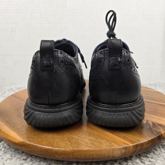 Cole Haan Mens 10M Grand Evolution Black Leather Wingtip Brogue Casual Oxford - Picture 2 of 12